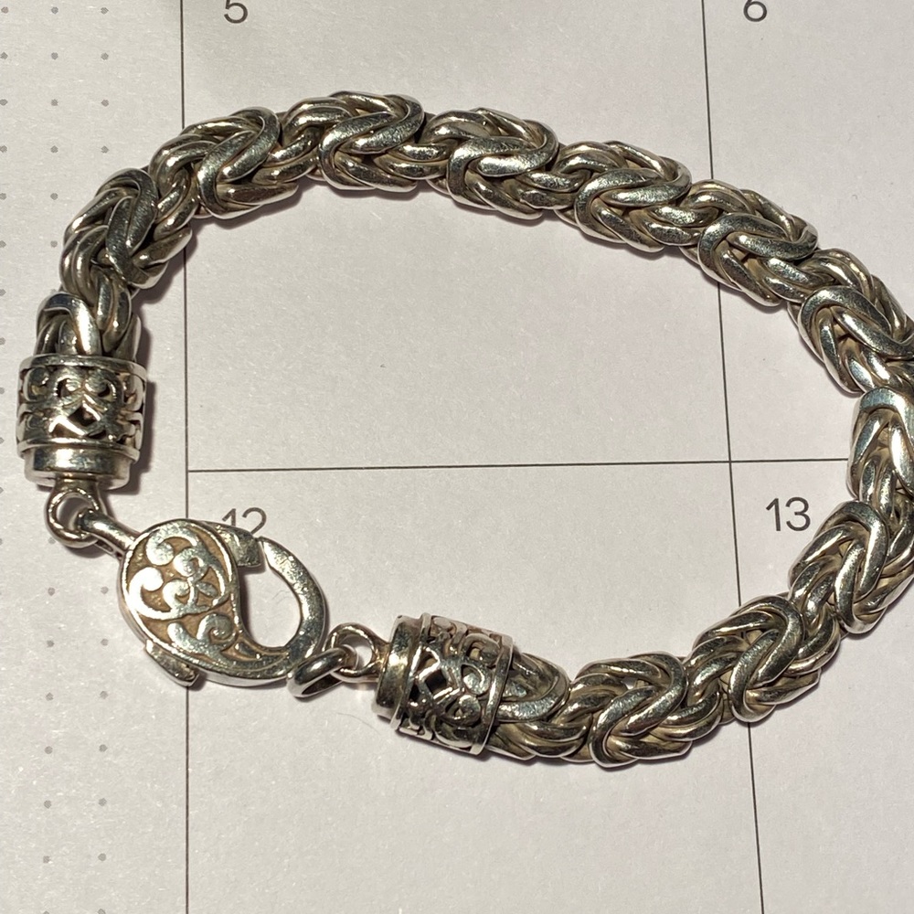Silver bracelet 925 pure authentic handmade in Bali. 7.5”8mm wide. Perfect - Picture 3 of 15